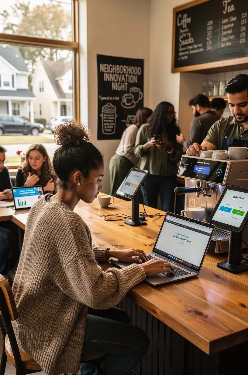 Community solar project in urban neighborhood setting.