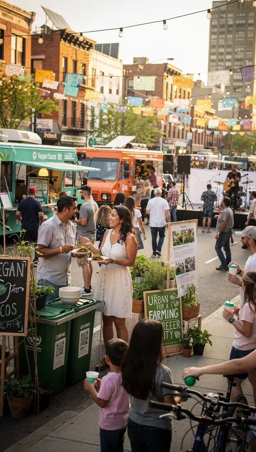 Urban farm showcasing vegetables in a residential area